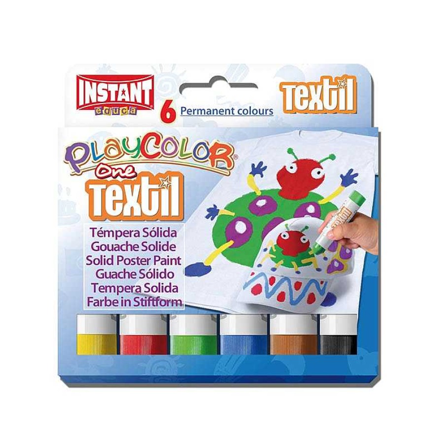 Papeler A Instant Pinturas Y Accesorios | T Mpera S Lida Textil 6 Colores Playcolor Instant