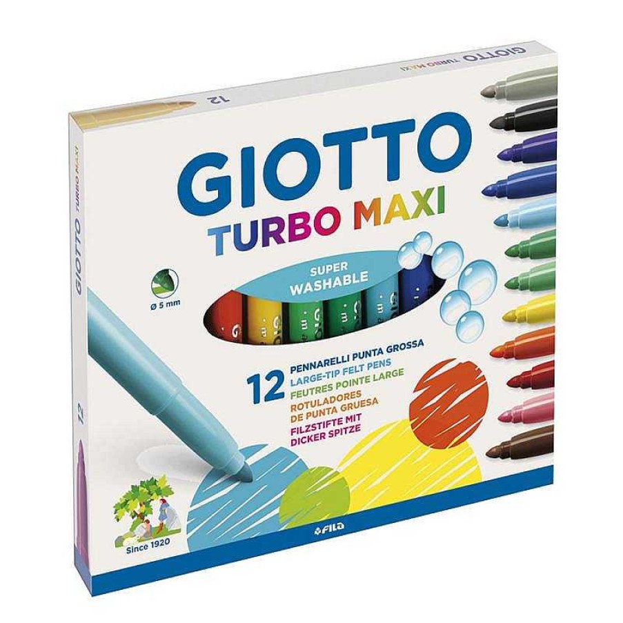 Papeler A Fila | Rotulador 12 Colores Turbo Maxi Giotto