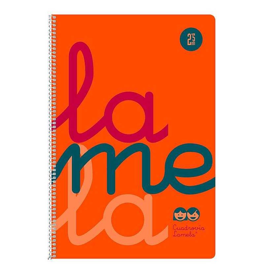 Papeler A Lamela Cuadernos Lamela | Bloc Cuadrov A Lamela Folio 2,5Mm. 80 Hojas Naranja Fl Or