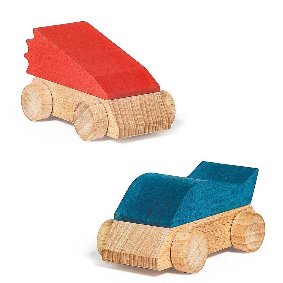 Juguetes Lubulona Veh Culos Y Transportes | Set 2 Supercars De Madera Lubu Rojo Y Azul