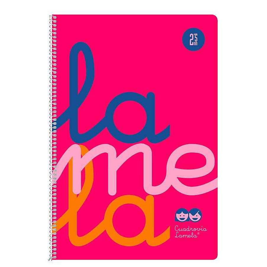 Papeler A Lamela Cuadernos Lamela | Bloc Cuadrov A Lamela Folio 2,5Mm. 80 Hojas Rosa Fl Or