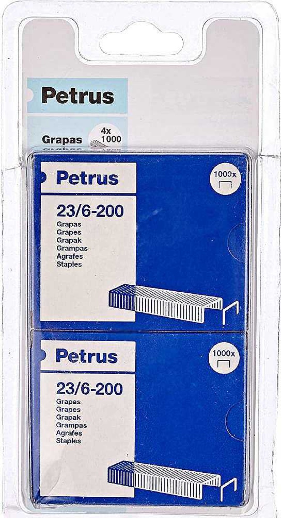 Papeler A Esselte | Blister 4 Cajas Grapas 23/6 Petrus. Esselte