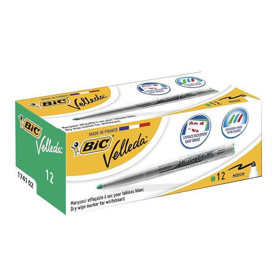 Papeler A Bic | Rotulador Pizarra Blanca Velleda Medium Verde 12 Unidades