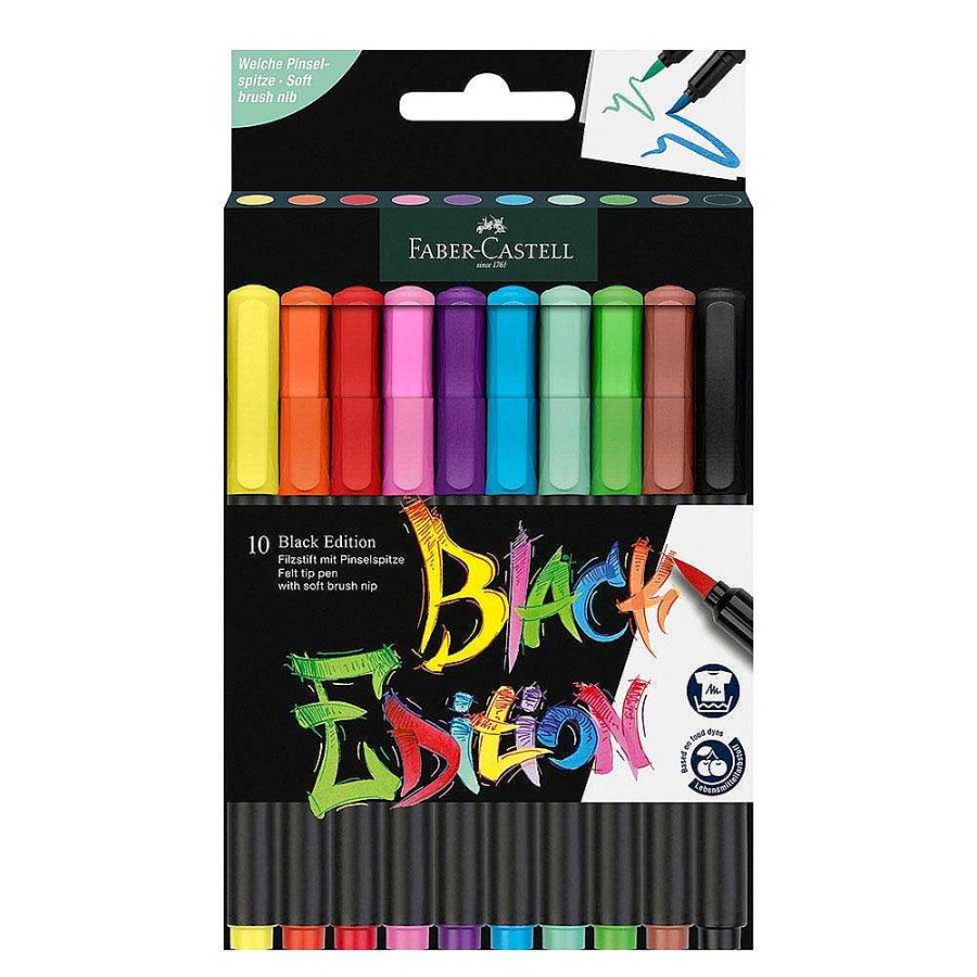 Papeler A Faber castell | Rotulador Punta Pincel 10 Colores Black Edition