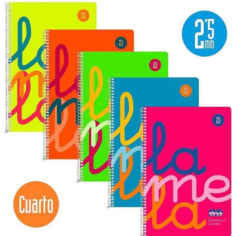 Papeler A Lamela Cuadernos Lamela | Pack 5 Blocs Cuadrov A Lamela Cuarto 2,5Mm. 80 Hojas Fl Or