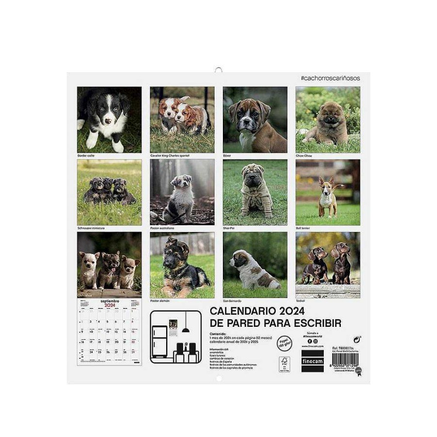 Papeler A Finocam | Calendario Pared 30X30 2024 Cachorros