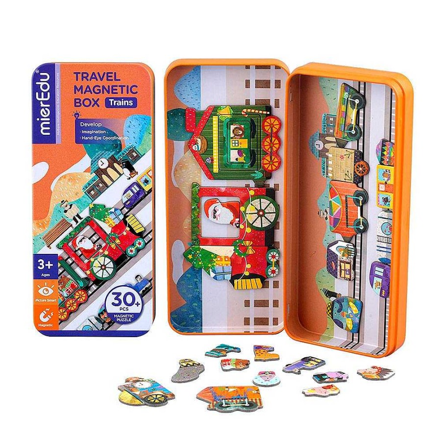 Juguetes Mieredu | Puzzle Magn Tico Trenes 30 Piezas