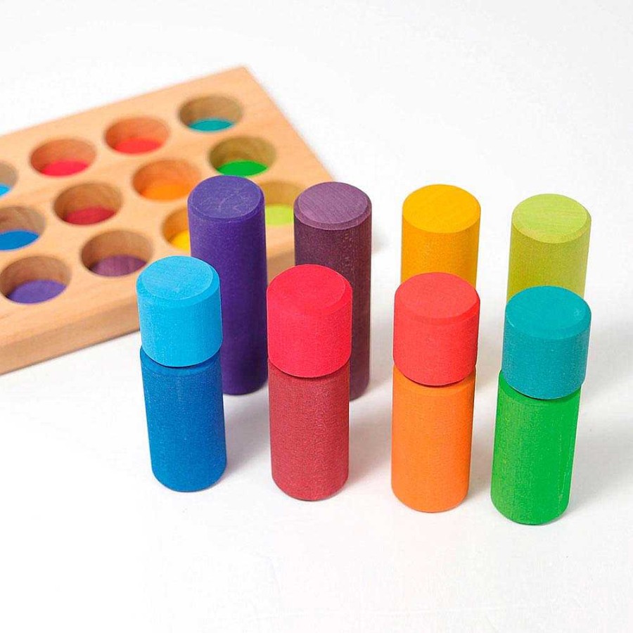 Juguetes Grimm´s | Stacking Game Rainbow Rollers, Tablero Encaje Piezas Colores