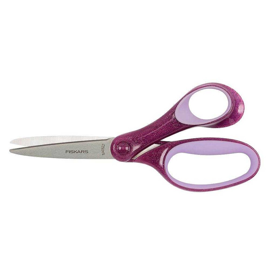 Papeler A Fiskars Papeles Especiales | Tijeras Escolares 18Cm Violeta Con Purpurina