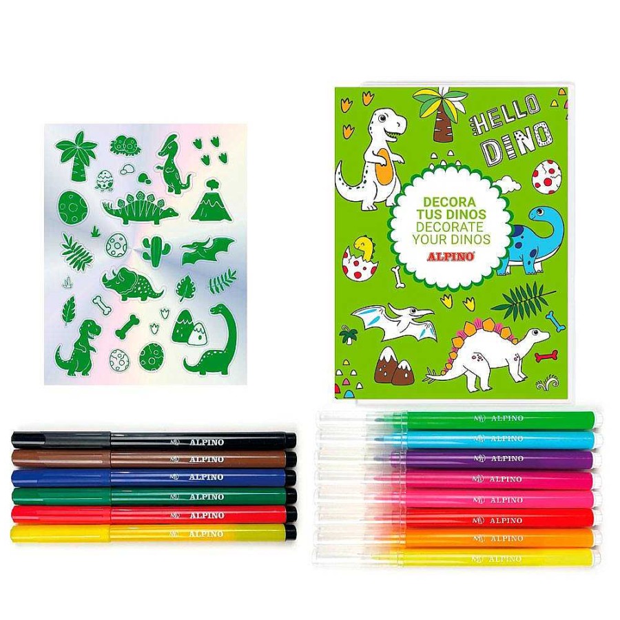 Papeler A Alpino | Set Alpino Dino Decora Con Rotuladores Y Pegatinas