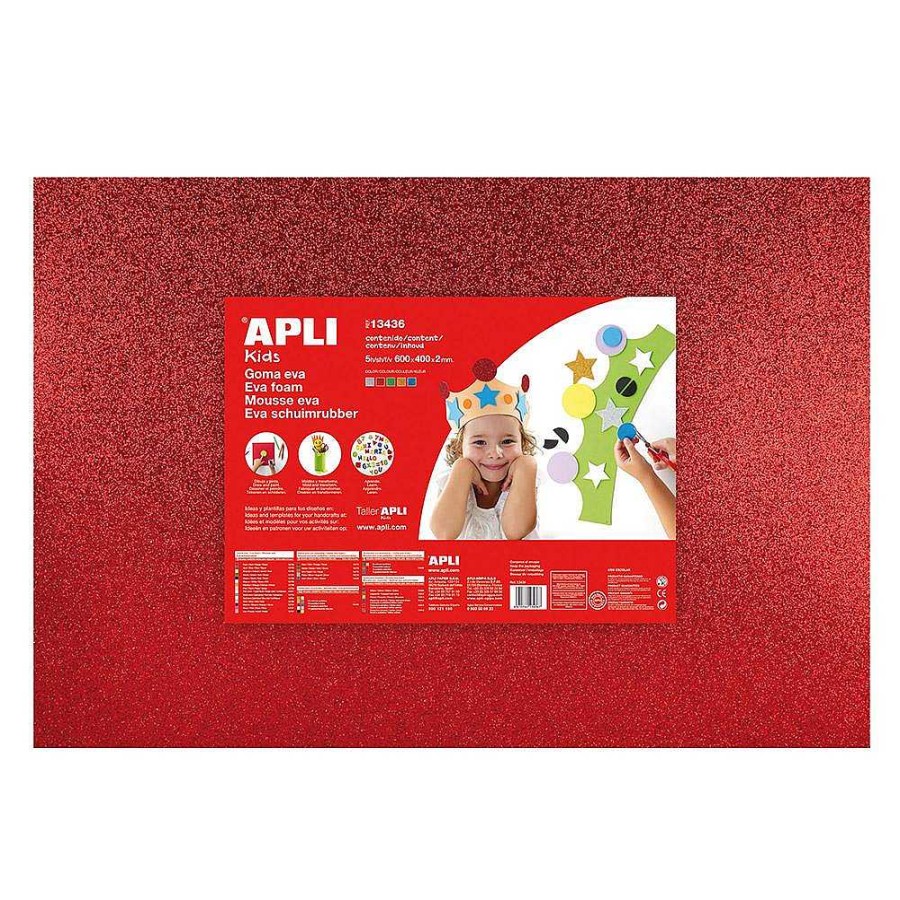 Papeler A Apli Goma Eva Y Fieltros | Goma Eva Purpurina Color Surtido 60X40Cm 2Mm Grosor Bl Ster 5 Hojas