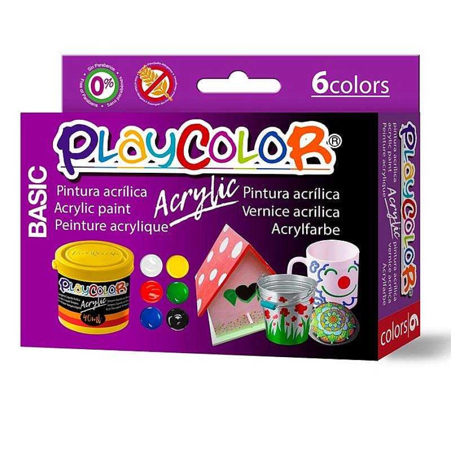 Papeler A Instant Pinturas Y Accesorios | Pintura Acr Lica 6 Colores B Sicos Playcolor Instant