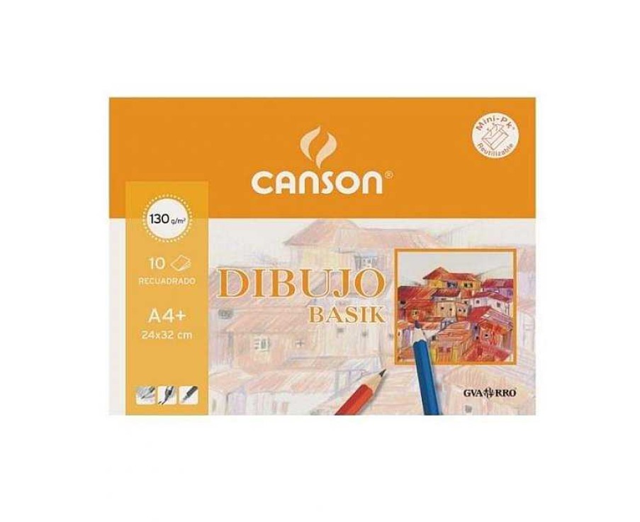 Papeler A Canson Cartulinas | Minipack Papel Basik Canson 130 Gramos. 10 Hojas A4 Con Recuadro