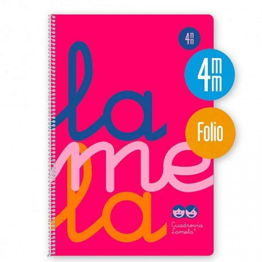 Papeler A Lamela Cuadernos Lamela | Bloc Cuadrov A Lamela Folio 4Mm. 80 Hojas Rosa Fl Or