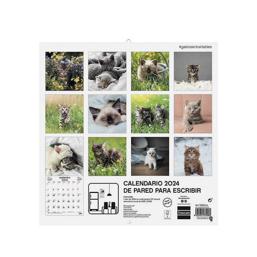 Papeler A Finocam | Calendario Pared 30X30 2024 Gatitos