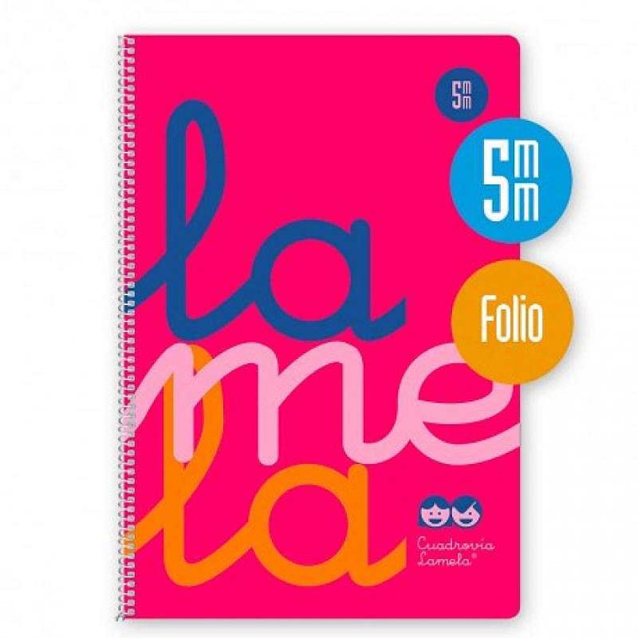 Papeler A Lamela Cuadernos Lamela | Bloc Cuadrov A Lamela Folio 5Mm. 80 Hojas Rosa Fl Or