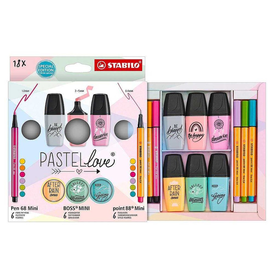 Papeler A Stabilo | Stabilo Set Mini Pastel Love 18 Unidades