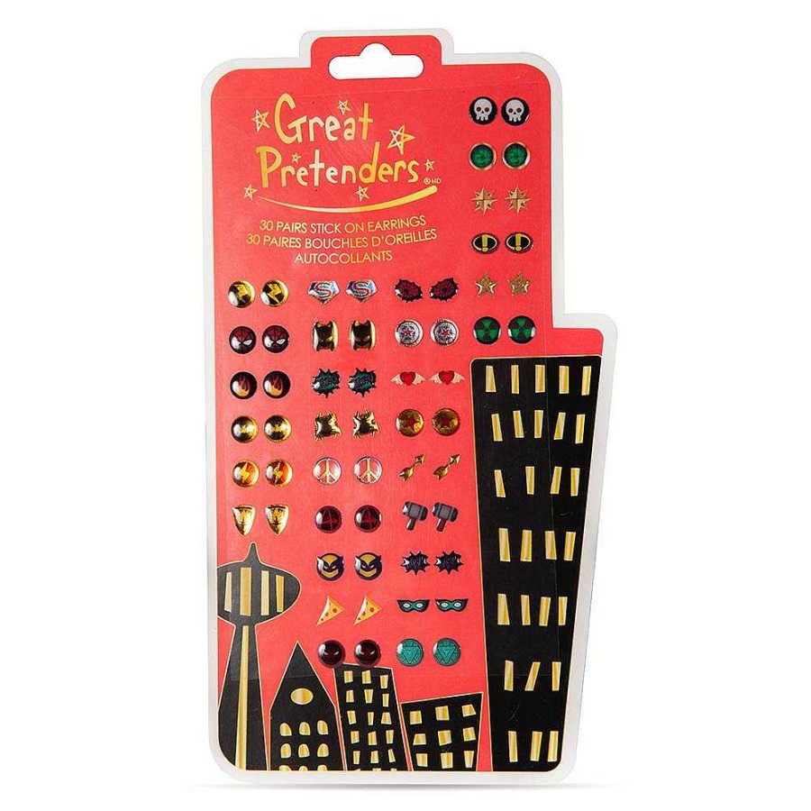 Juguetes Great Pretenders | Pendientes Adhesivos Superh Roes - 30 Pares