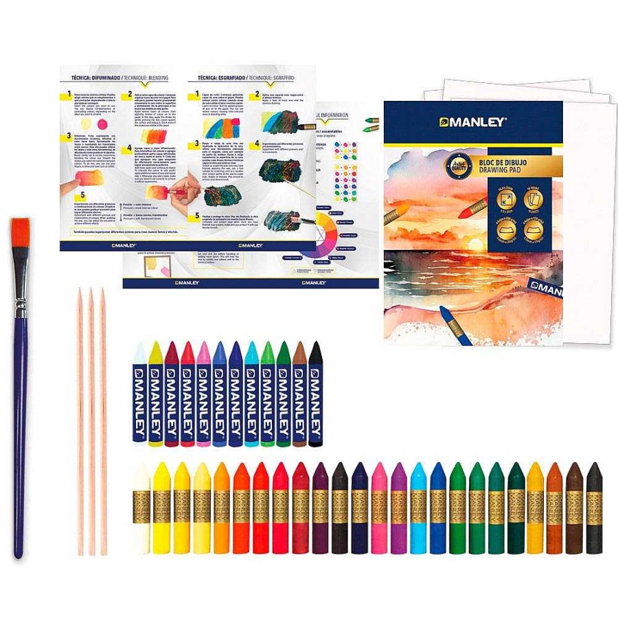 Papeler A Manley | Set T Cnicas Art Sticas Con Ceras 42 Piezas Manley