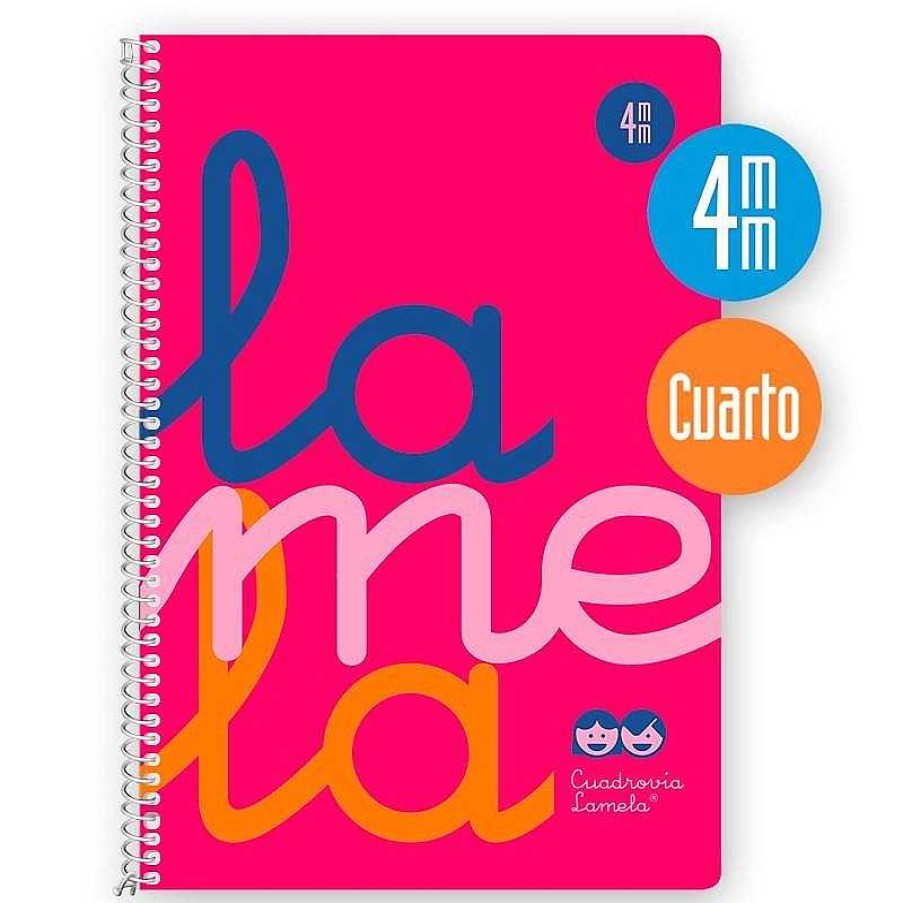 Papeler A Lamela Cuadernos Lamela | Bloc Cuadrov A Lamela Cuarto 4Mm. 80 Hojas Fl Or Rosa