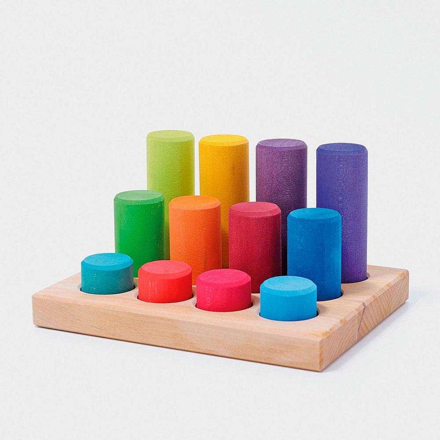 Juguetes Grimm´s | Stacking Game Rainbow Rollers, Tablero Encaje Piezas Colores