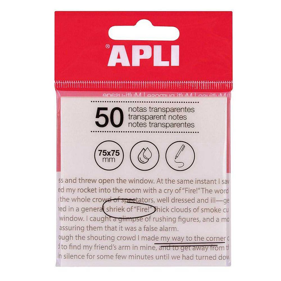 Papeler A Apli | Notas Adhesivas Transparentes 75X75Mm 50 Hojas