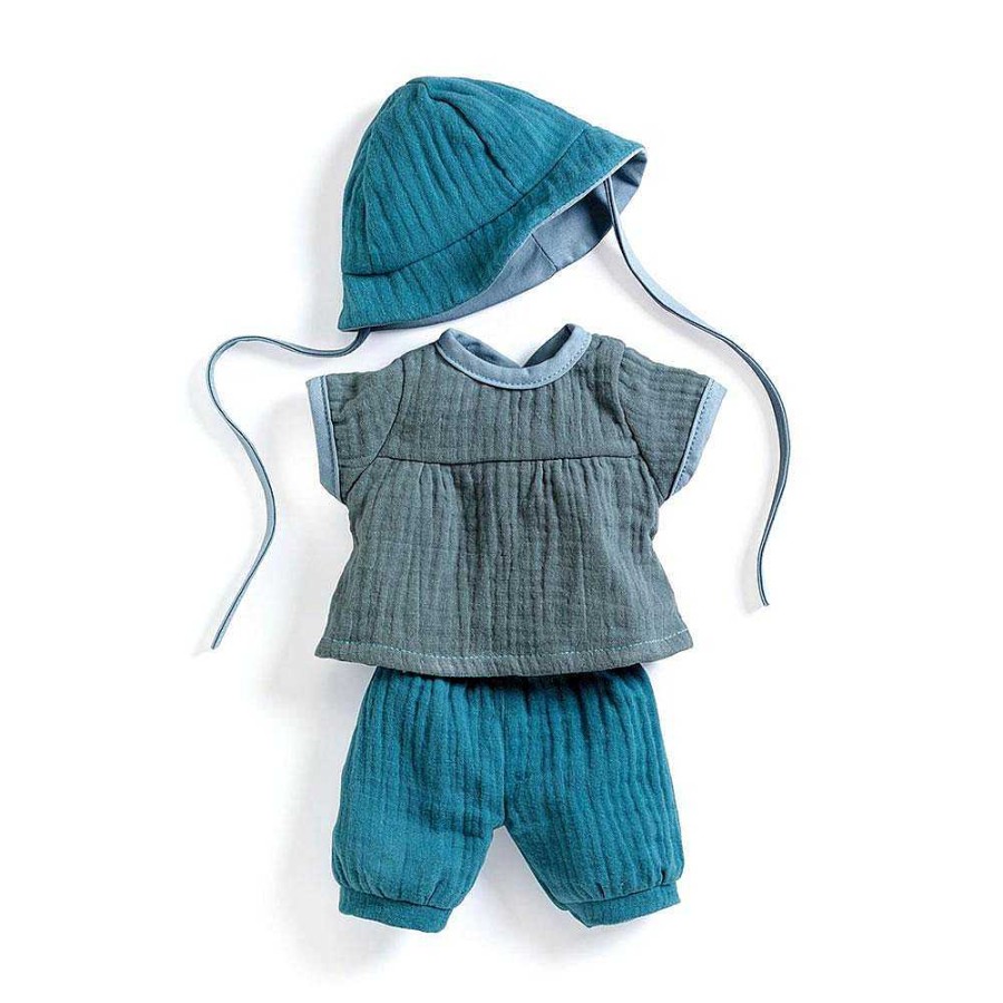 Juguetes Djeco Mu Ecos Y Peluches | Conjunto Camisa Y Pantal N Azul Verano 32Cm Con Gorro