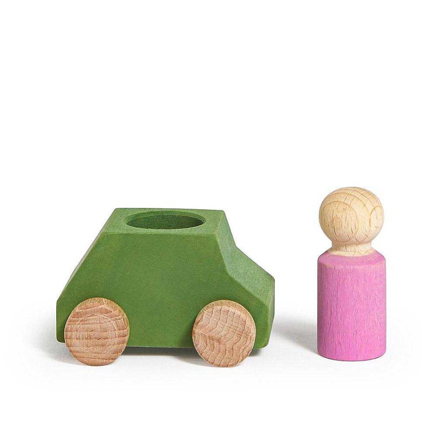 Juguetes Lubulona Veh Culos Y Transportes | Coche Madera Verde Lubu Con Figura Rosa