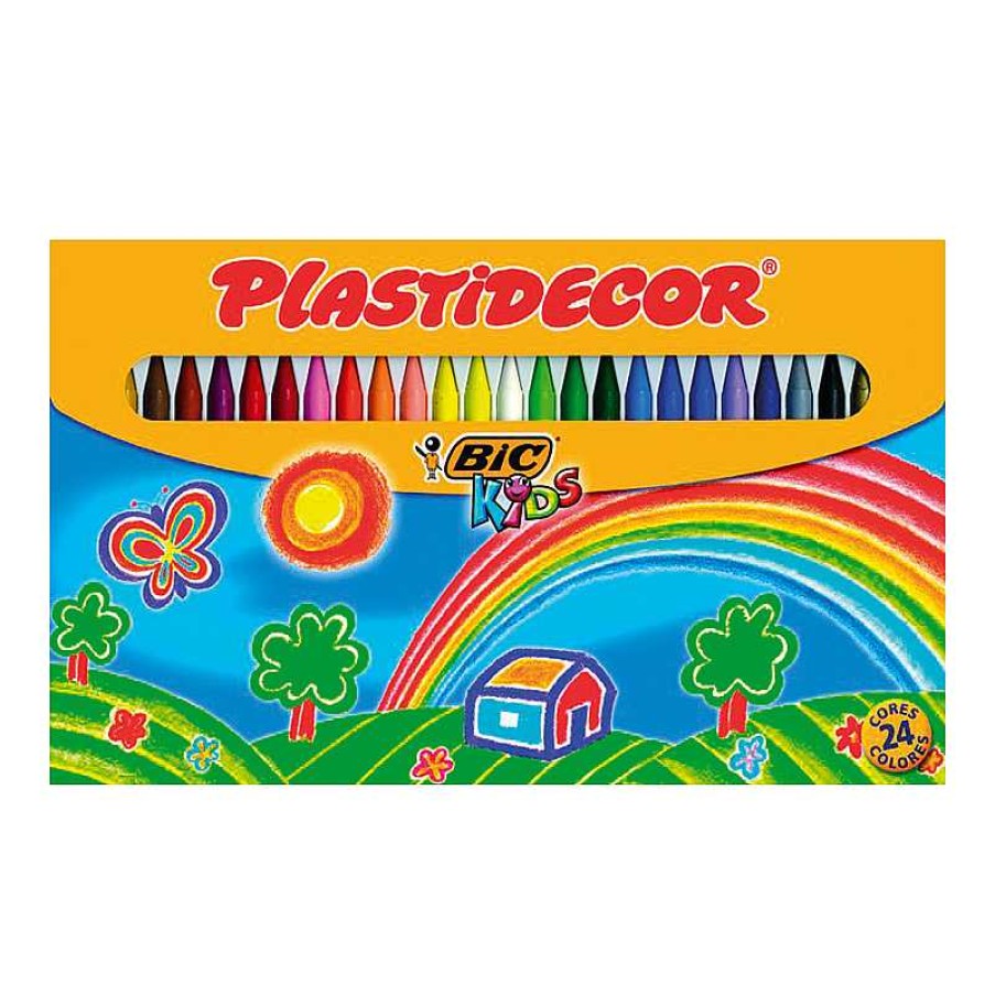 Papeler A Plastidecor | Cera 24 Colores, Pack De 12 Estuches Plastidecor