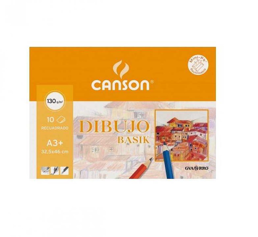 Papeler A Canson Cartulinas | Minipack Papel Basik Canson 130 Gramos. 10 Hojas A3 Con Recuadro