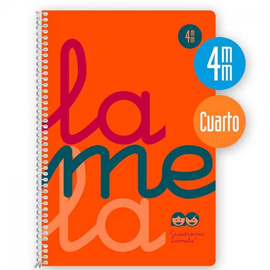 Papeler A Lamela Cuadernos Lamela | Bloc Cuadrov A Lamela Cuarto 4Mm. 80 Hojas Fl Or Naranja