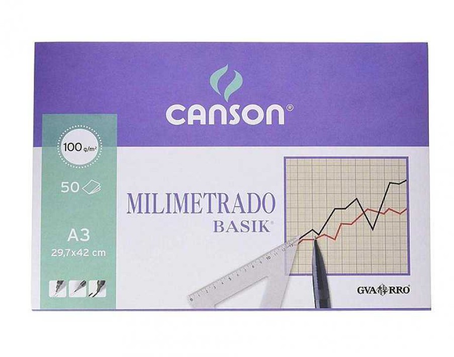 Papeler A Canson | Bloc Encolado Papel Milimetrado Canson. 50 Hojas A4