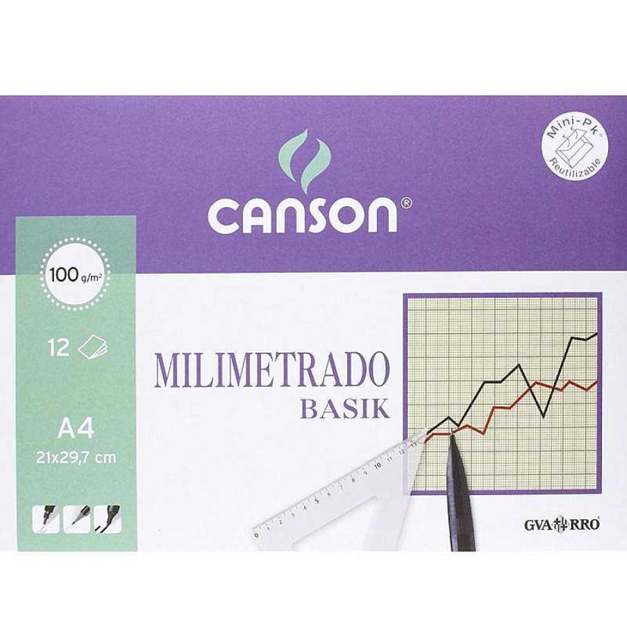 Papeler A Canson | Papel Milimetrado Minipack 12 Hojas A4