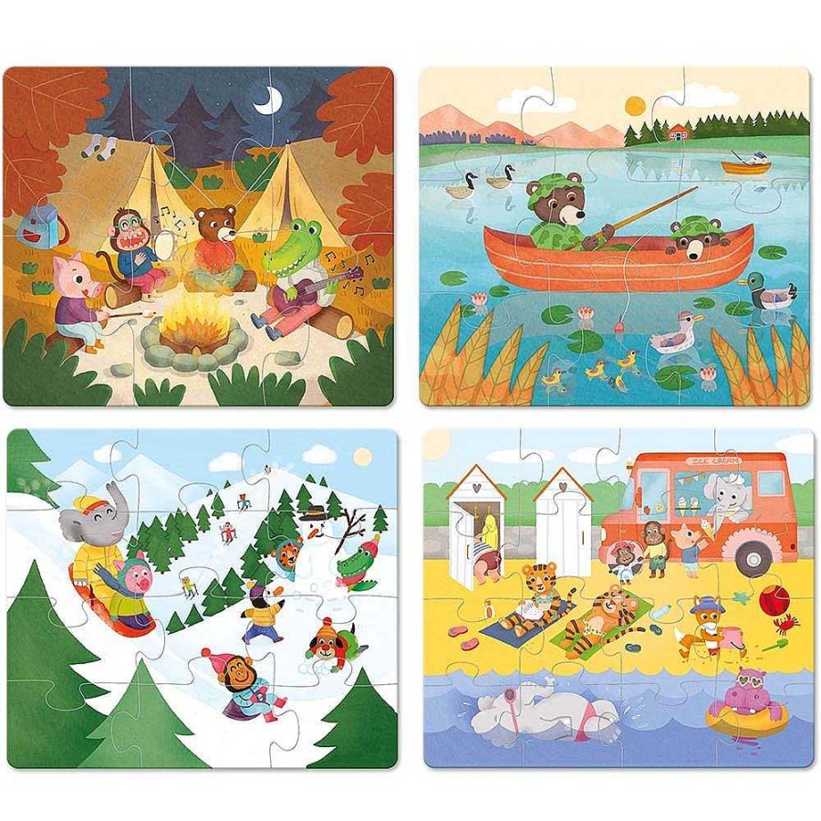 Juguetes Vilac | Set De Puzzles Progresivos Las Vacaciones: 6, 9, 12 Y 16 Piezas