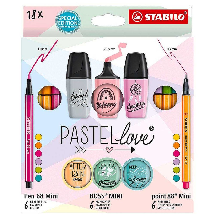 Papeler A Stabilo | Stabilo Set Mini Pastel Love 18 Unidades