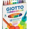 Papeler A Fila | Rotuladores 12 Colores Turbo Color Giotto