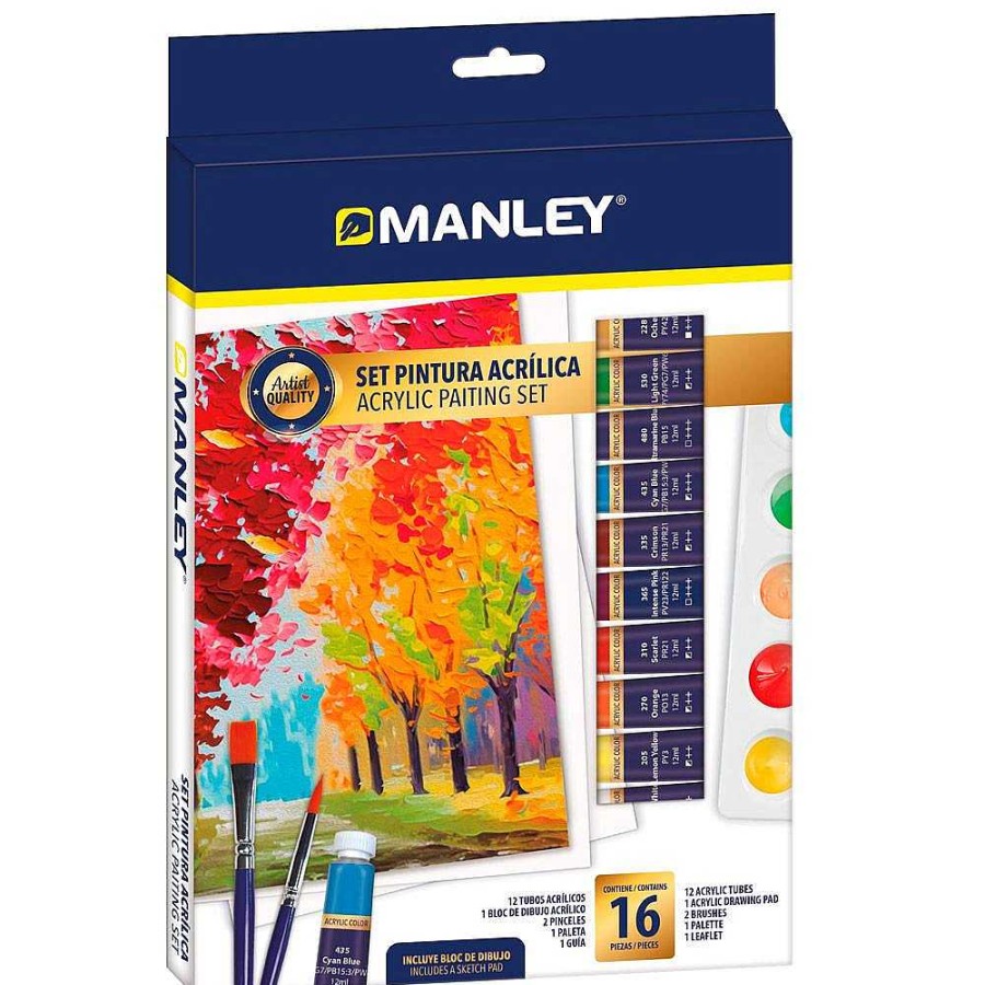 Papeler A Manley | Set Pintura Acr Lica 16 Piezas Manley