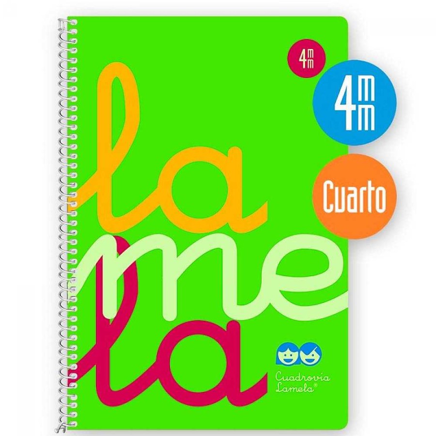 Papeler A Lamela Cuadernos Lamela | Bloc Cuadrov A Lamela Cuarto 4Mm. 80 Hojas Fl Or Verde