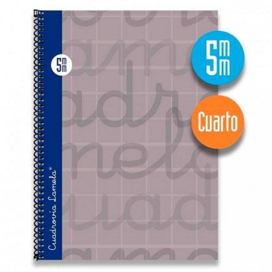 Papeler A Lamela Cuadernos Lamela | Bloc Cuadrov A Lamela Cuarto 5Mm. 80 Hojas Gris Tapa Dura