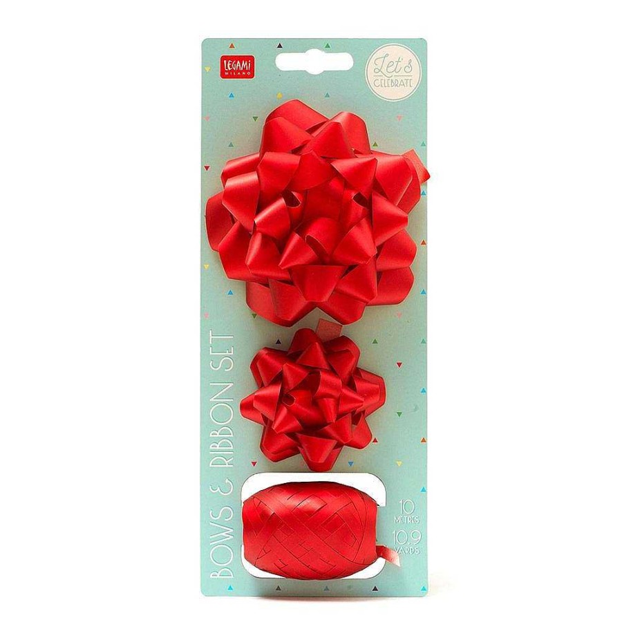 Papeler A Legami Complementos | Set 2 Lazos Y Cinta Color Rojo Para Regalo