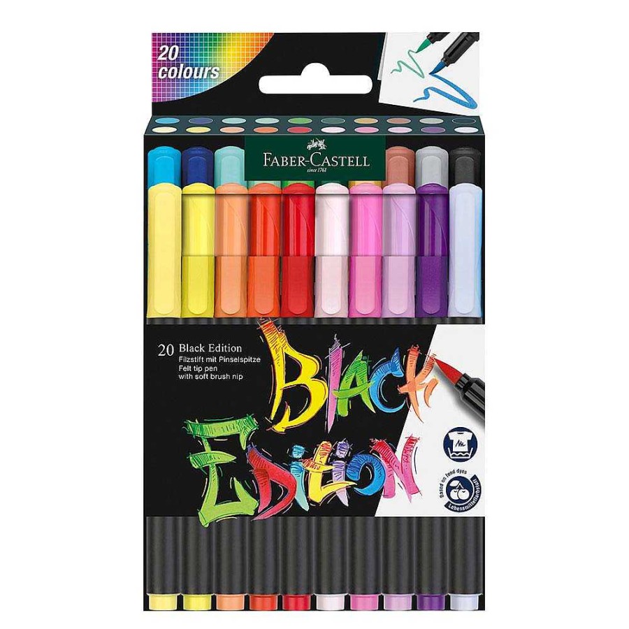 Papeler A Faber castell | Rotulador Punta Pincel 20 Colores Black Edition