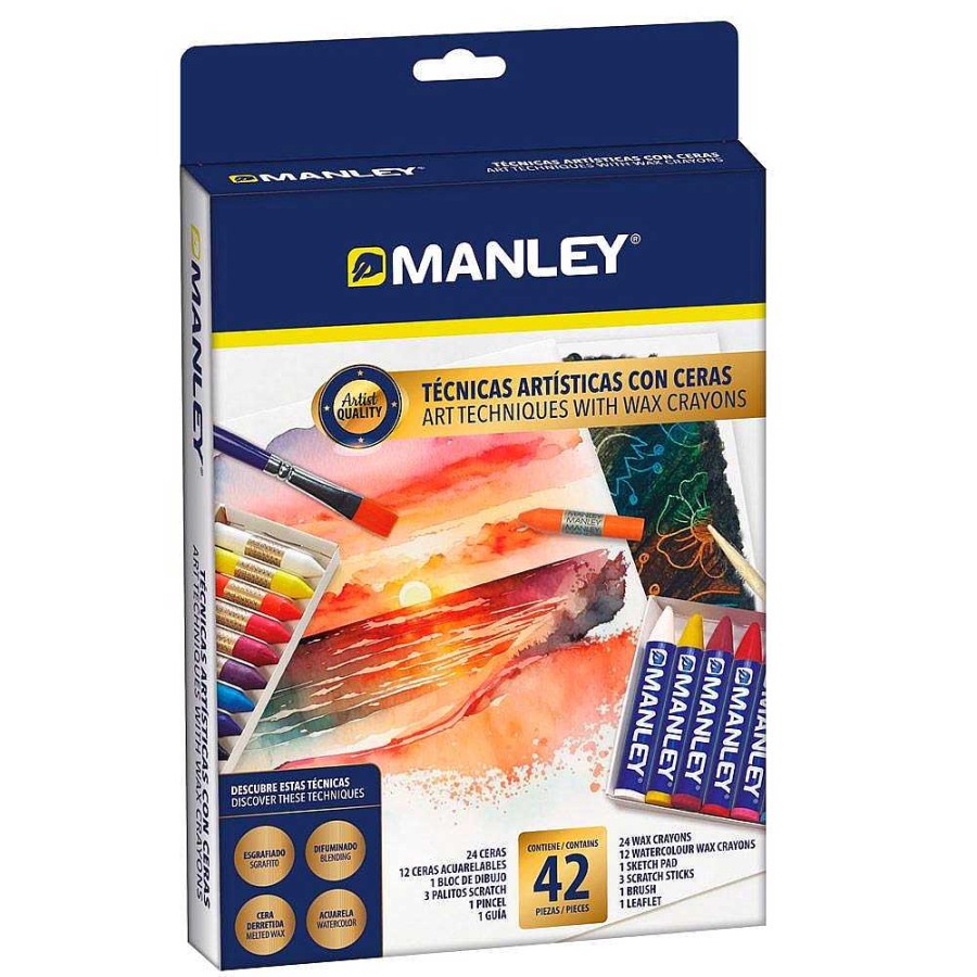 Papeler A Manley | Set T Cnicas Art Sticas Con Ceras 42 Piezas Manley