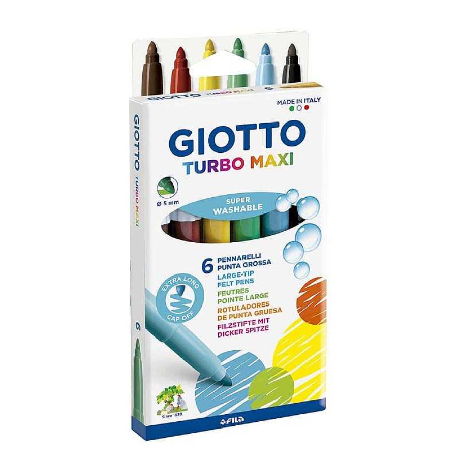 Papeler A Fila | Rotulador 6 Colores Turbo Maxi Giotto