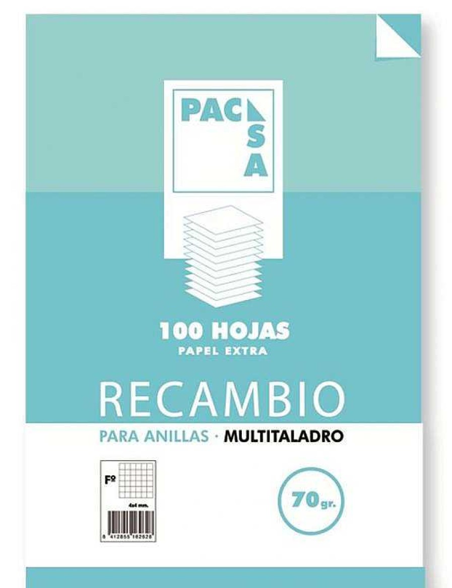 Papeler A Pacsa Papel Y Recambios | Recambio Folio Cuadro 4Mm. 100 Hojas Multitaladro