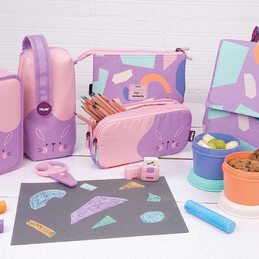 Papeler A Milan | Multi Estuche Ovalado Violeta Fun Animals